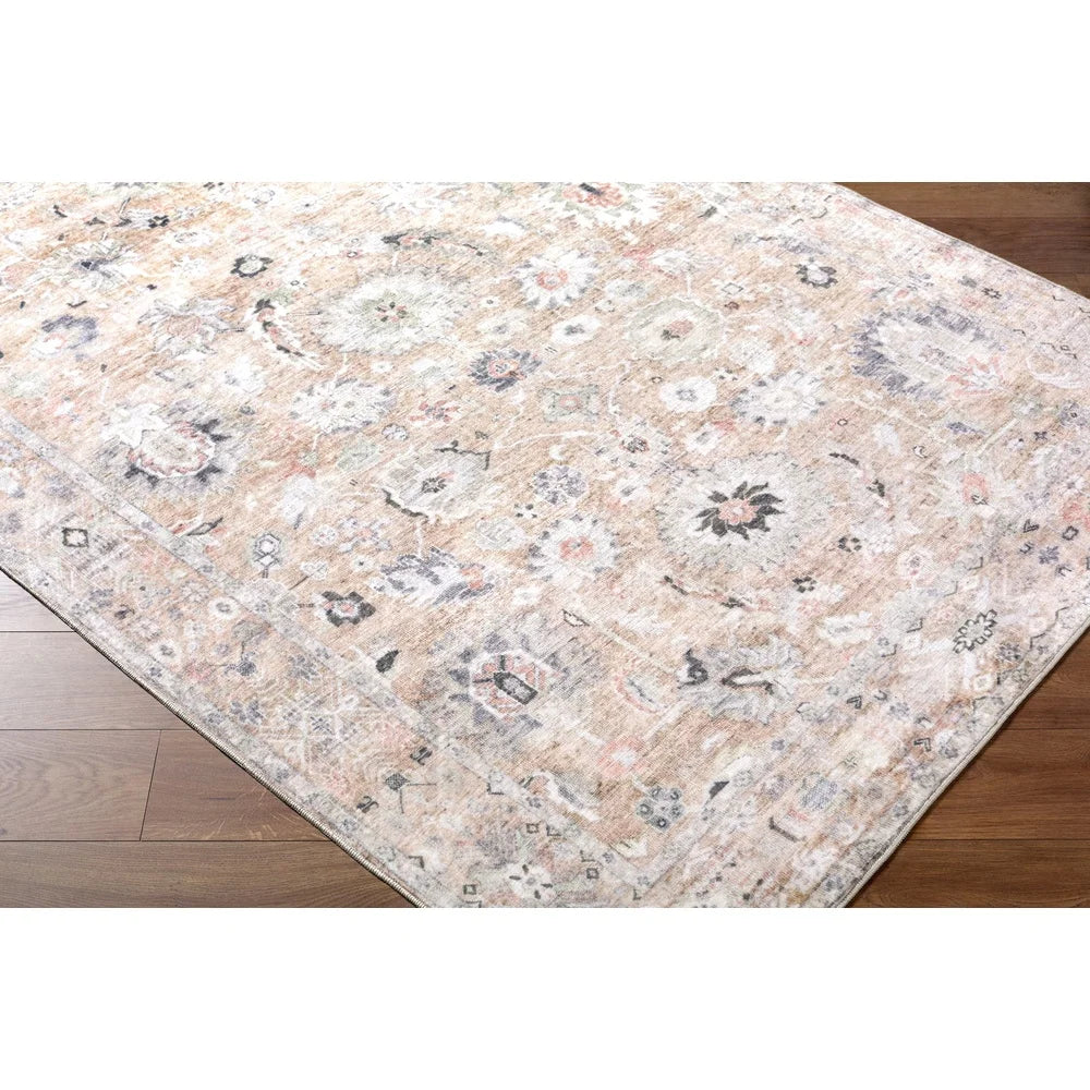 Fujian Ultra Soft Vintage Floral Area Rug Washable Low Pile