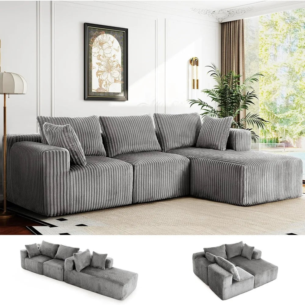 DAFIFY L Shaped Modular Sectional Sofa With Sleeper Chaise