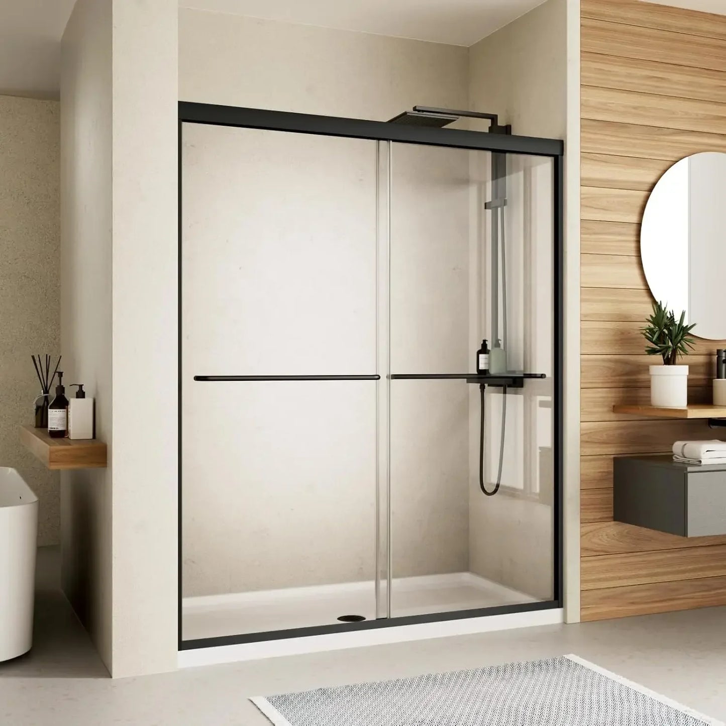 XMSJ Royal Guard Semi Frameless Sliding Glass Shower Door