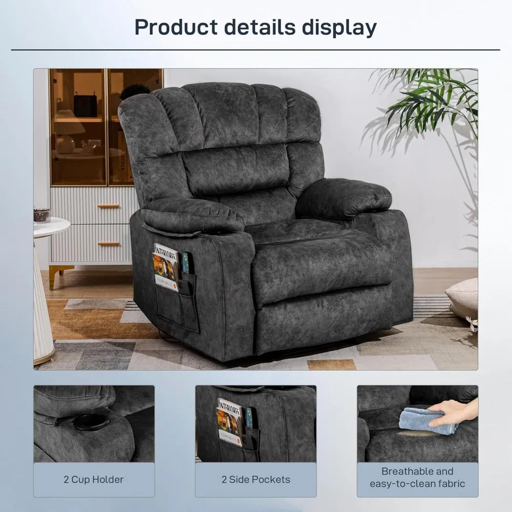 Modern Ergonomic Recliner Chair Lounge Sofa Cup Holders