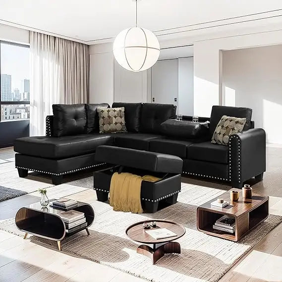 TANGXU L Shaped Sectional Sofa Set With Storage Ottoman