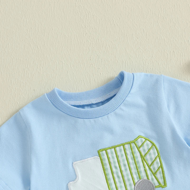 Baby Boy Dinosaur Print 2Pcs Casual Outfit Set Denim Shorts