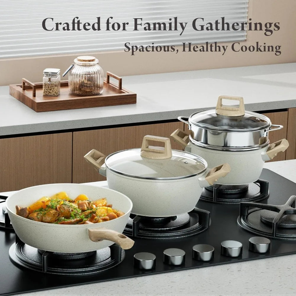 Iosn 24 Piece Nonstick Ceramic Cookware Set Induction
