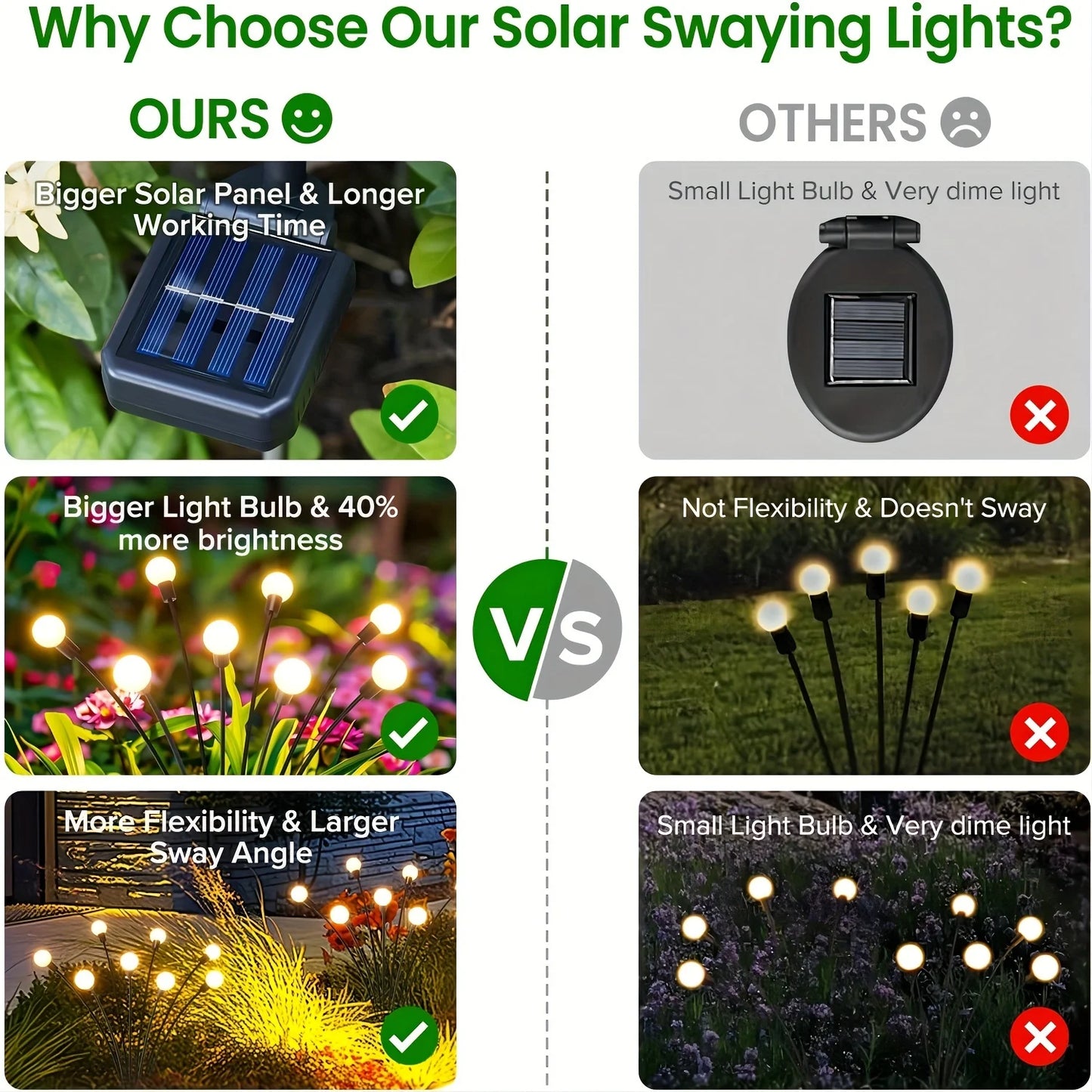 KPSTEK Swaying Solar Lights 32 LED Firefly Garden Decor