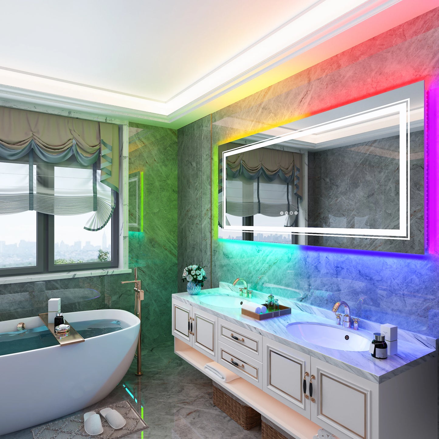 Wisfor LED Vanity Mirror RGB Backlit Dimmable Anti Fog