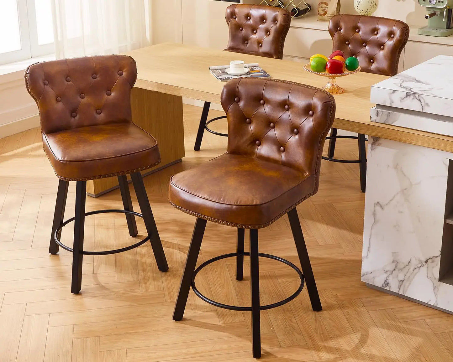 Guangbai Counter Height Bar Stools Set Of 4 Mid Century
