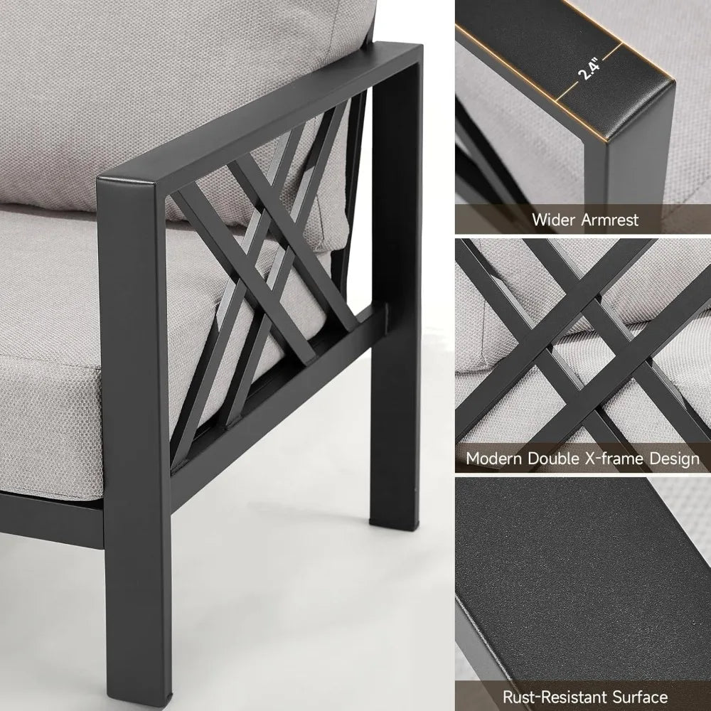Angduo Patio Set Metal Sectional Sofa Coffee Table Outdoor