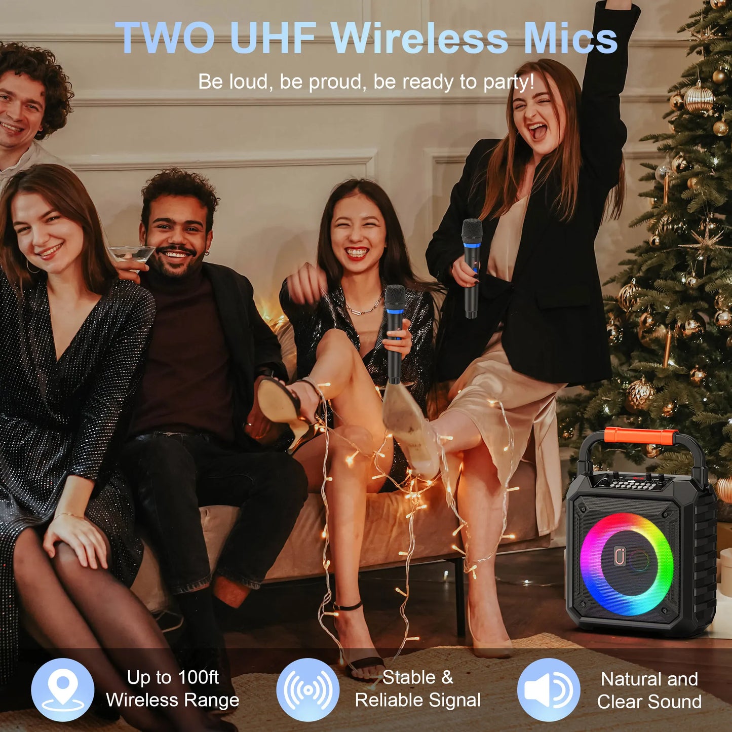 FanFun Wireless Outdoor Speaker Microphone DJ Light TF Card