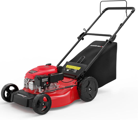 XMSJ Gas Push Lawn Mower 144cc 4-Stroke 2-In-1 Mulch Bag