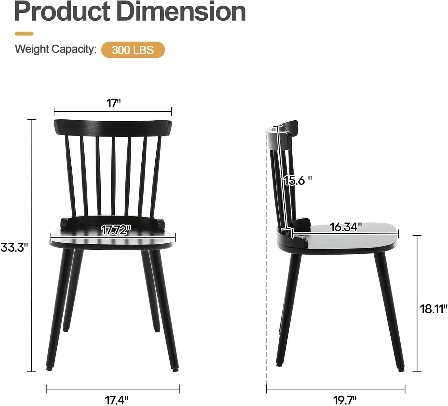 XMSJ Windsor Farmhouse Dining Chair Set Spindle Back