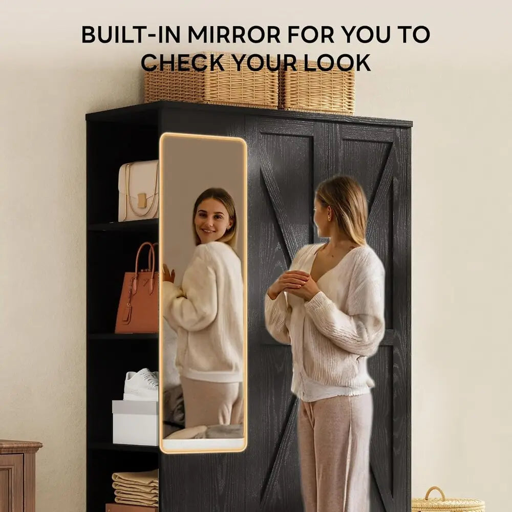 Likimio Armoire Wardrobe Closet With 2 Doors And Shelves