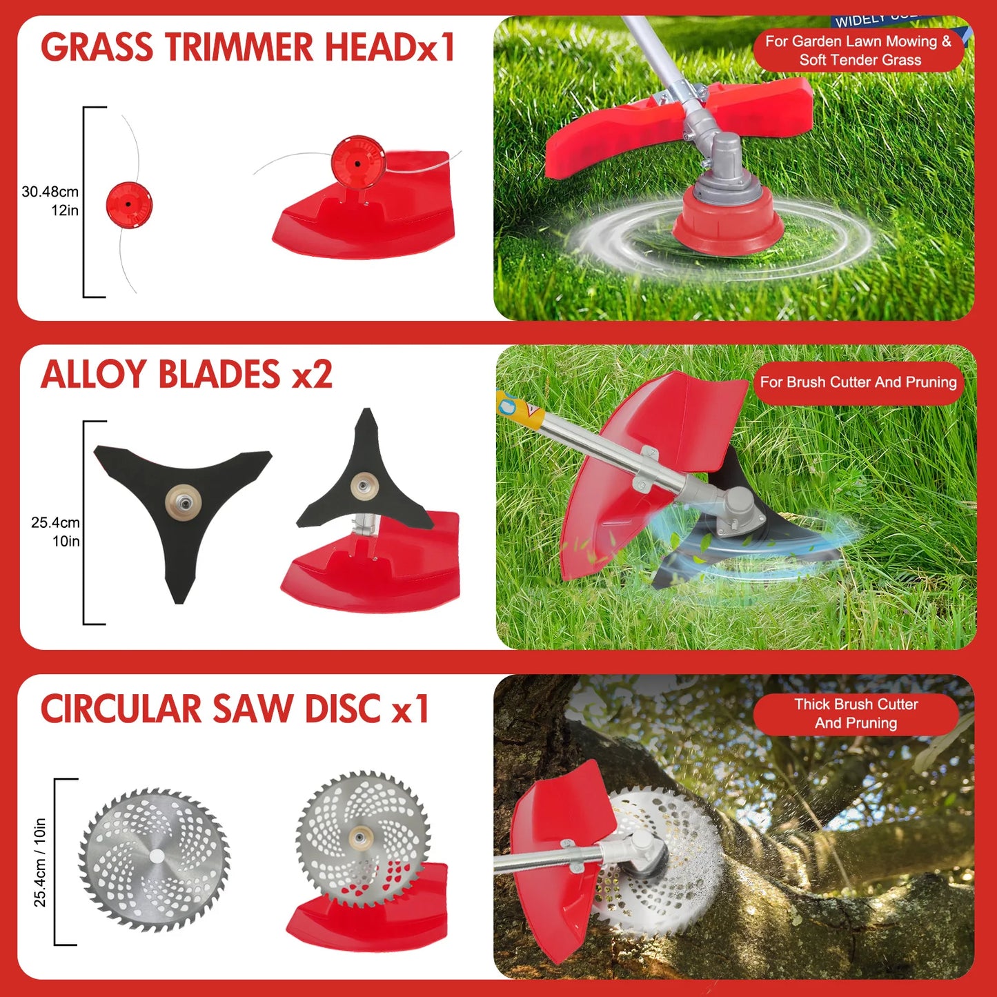 52cc 2-Stroke Gasoline Lawn Mower 4-In-1 System With Adjustable Shaft