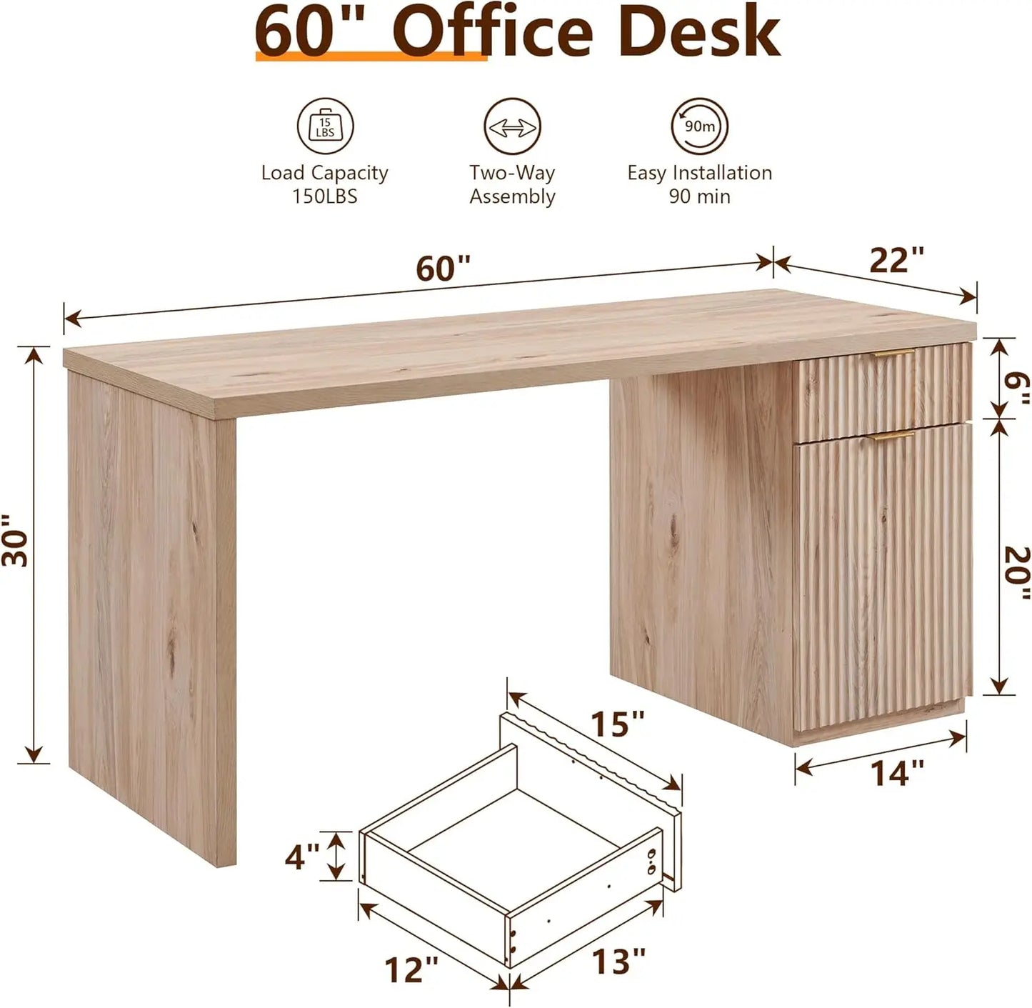 XMSJH Modern Executive Desk With Storage And Drawers