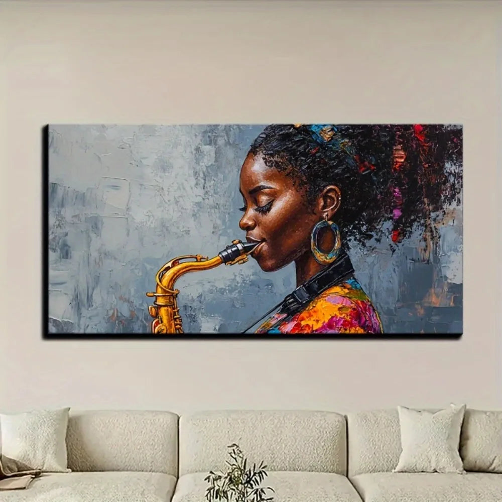 Hign Concerned Saxophonist Canvas Wall Art Jazz Painting