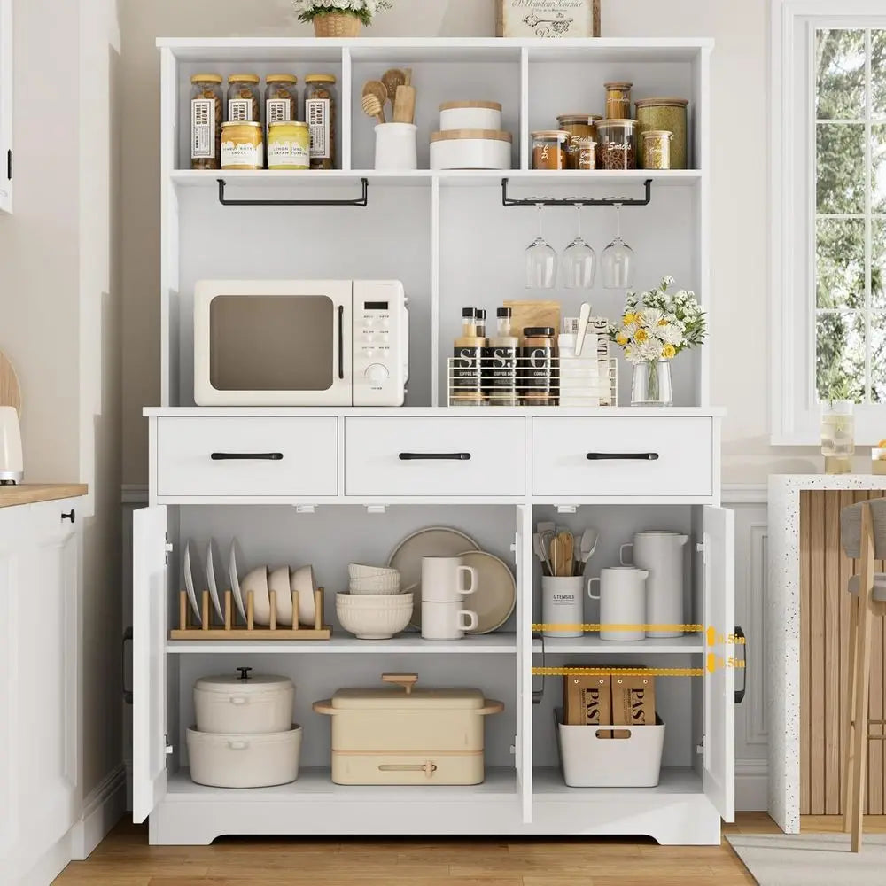 LISM Buffet Cabinet With Hutch And Bar Station For Liquor