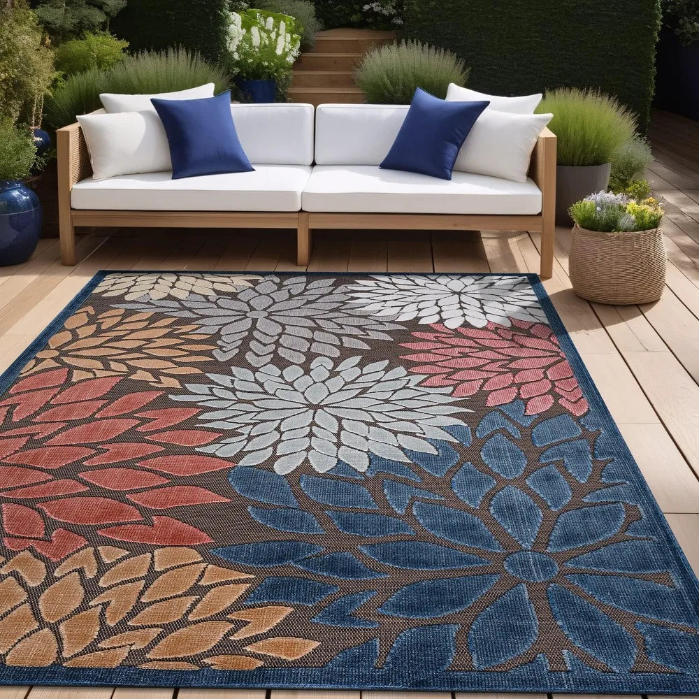 XMSJHignconcerned Outdoor Rug Modern Floral Tropical Patio