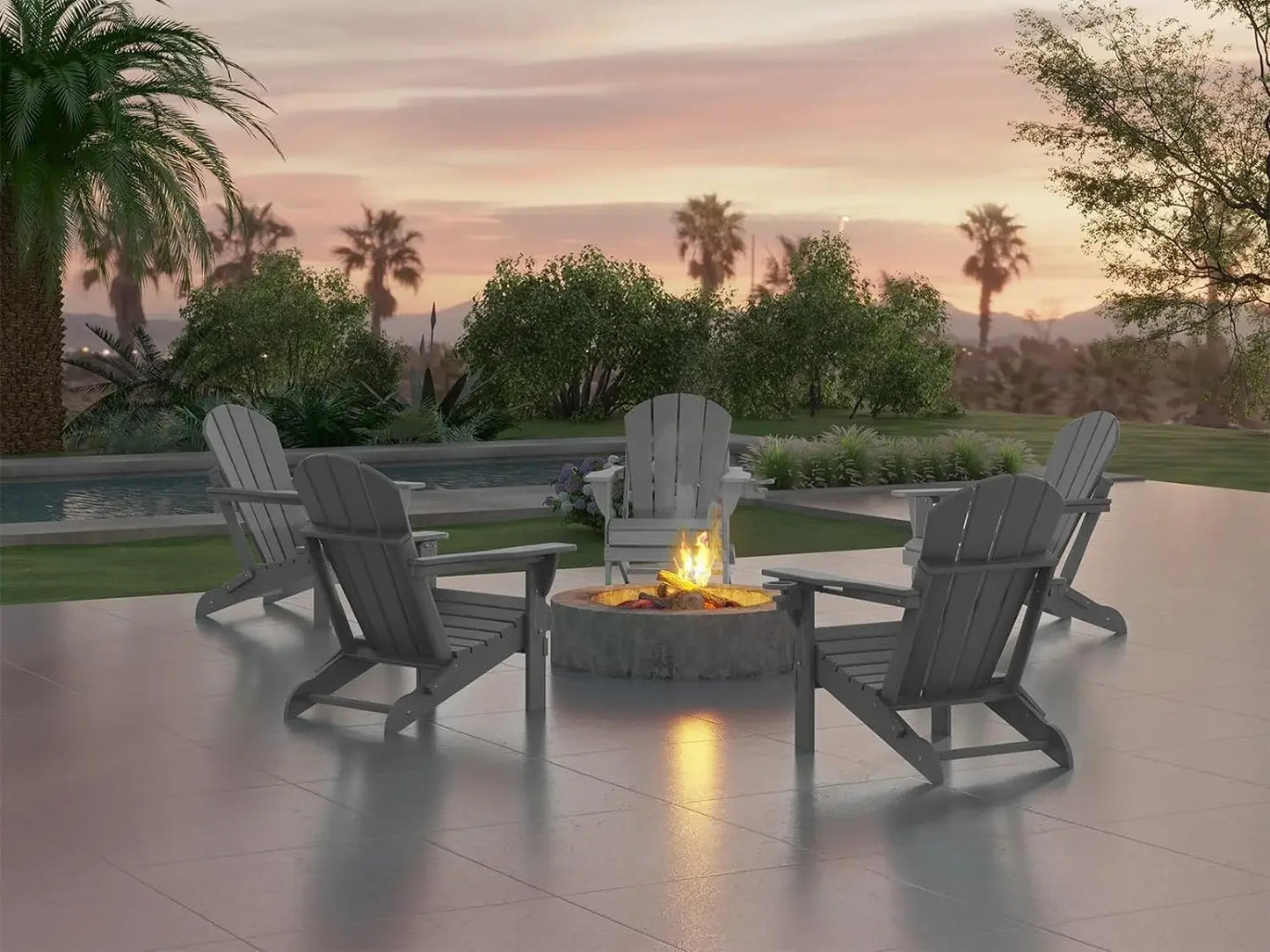 Weather Resistant 2 Pack Folding Adirondack Chairs With Cup Holder