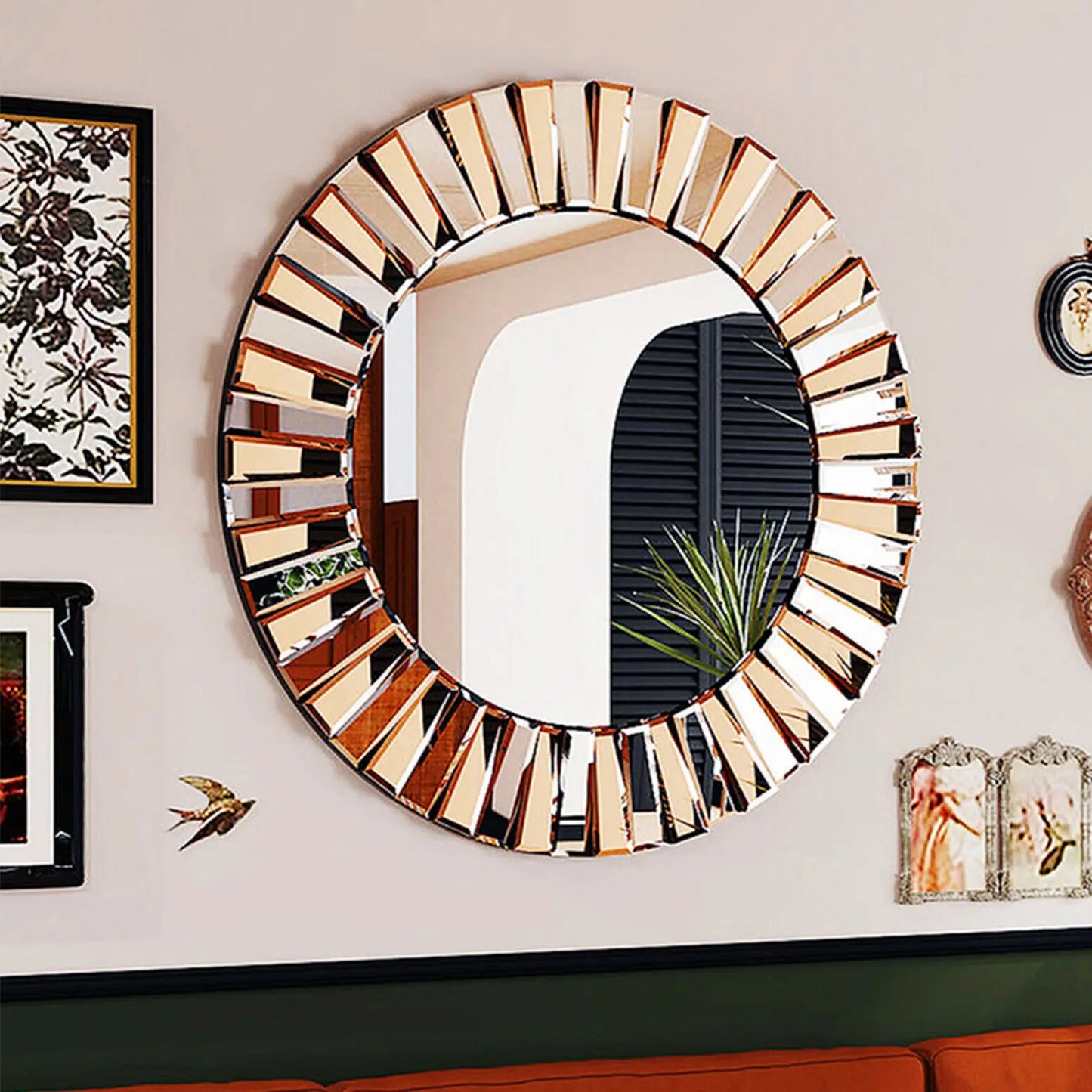 BORWARTH Round Wall Mirror Decor Accent Hallway Bathroom