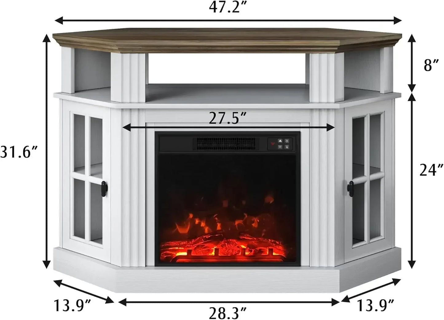 Fireplace TV Stand With Storage Cabinets And Media Console