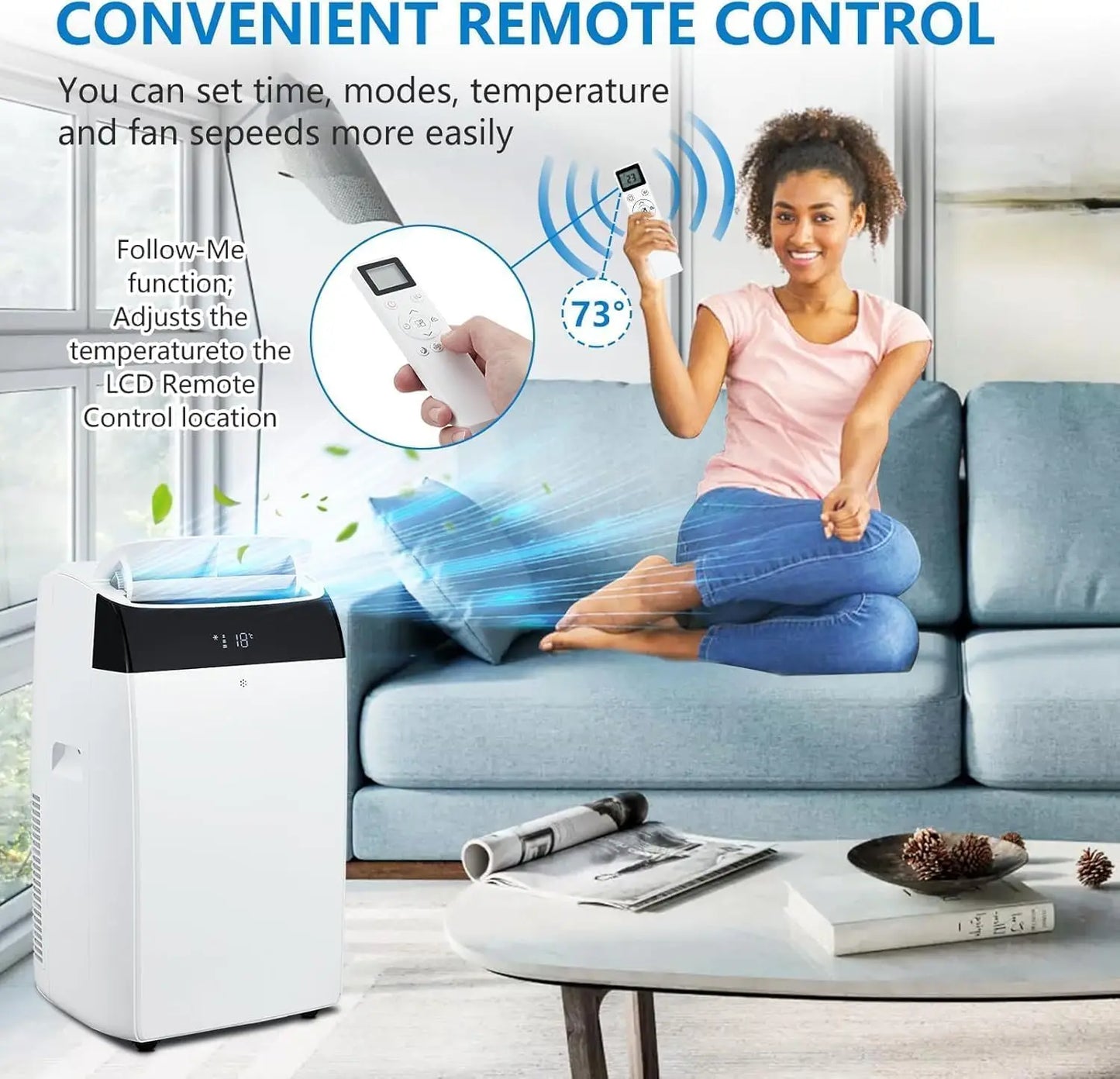 Portable 3-in-1 Air Conditioner With Remote and Window Kit