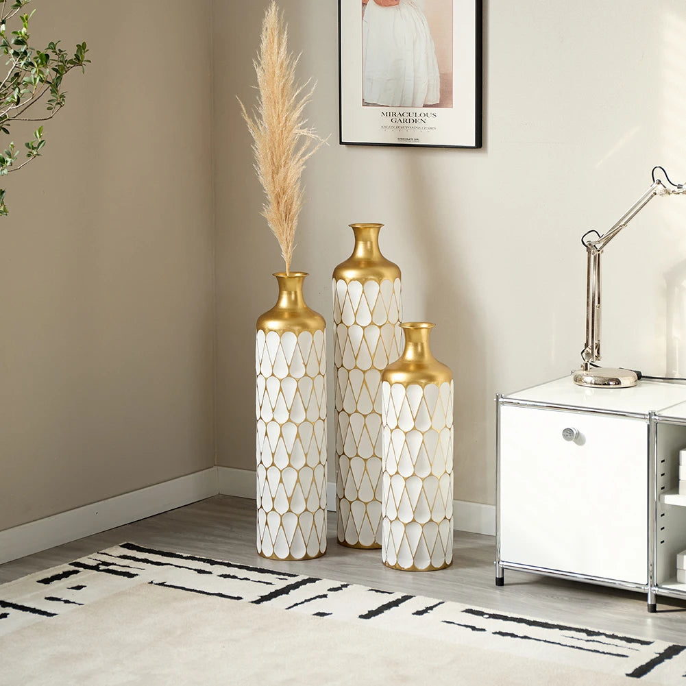 Twister.CK Floor Vase Trio Metal Decor Standing Vases