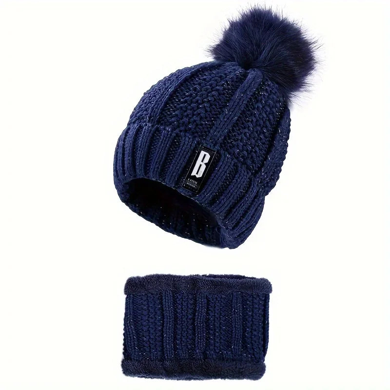 NONECN Winter Knit Hat Set For Women Warm Plush Windproof