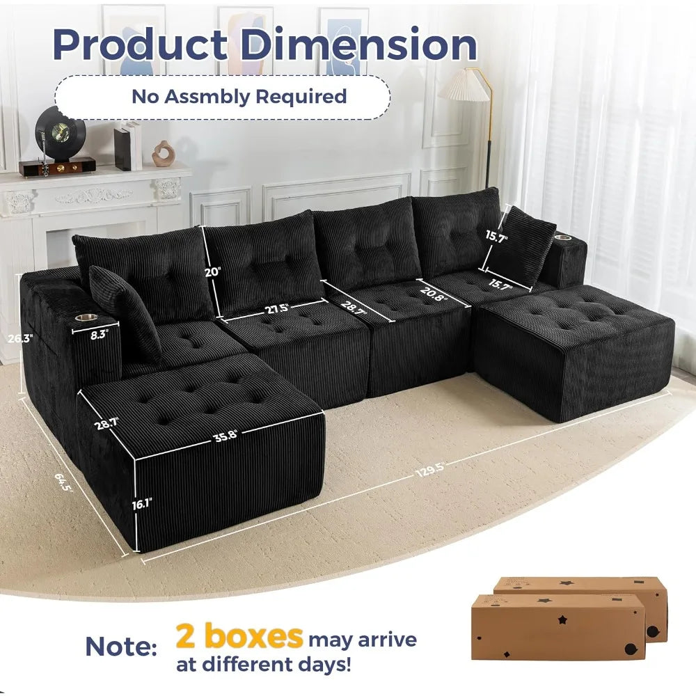 CN Guangdong Modular Sectional Sofa U Shaped Couch Ottomans