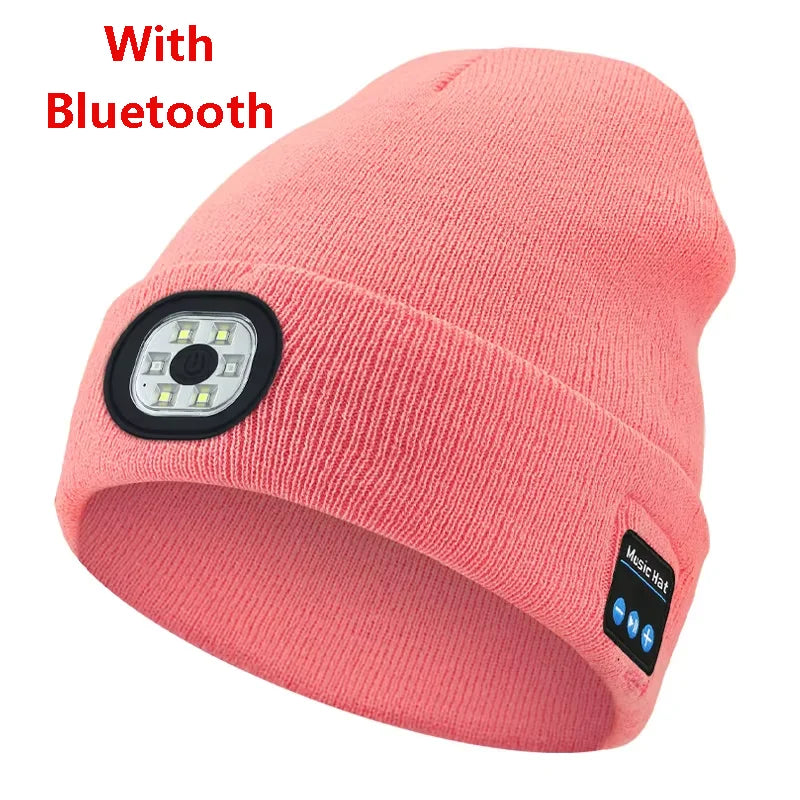 KYLIE PINK Knit Beanie With Wireless Bluetooth LED Lights