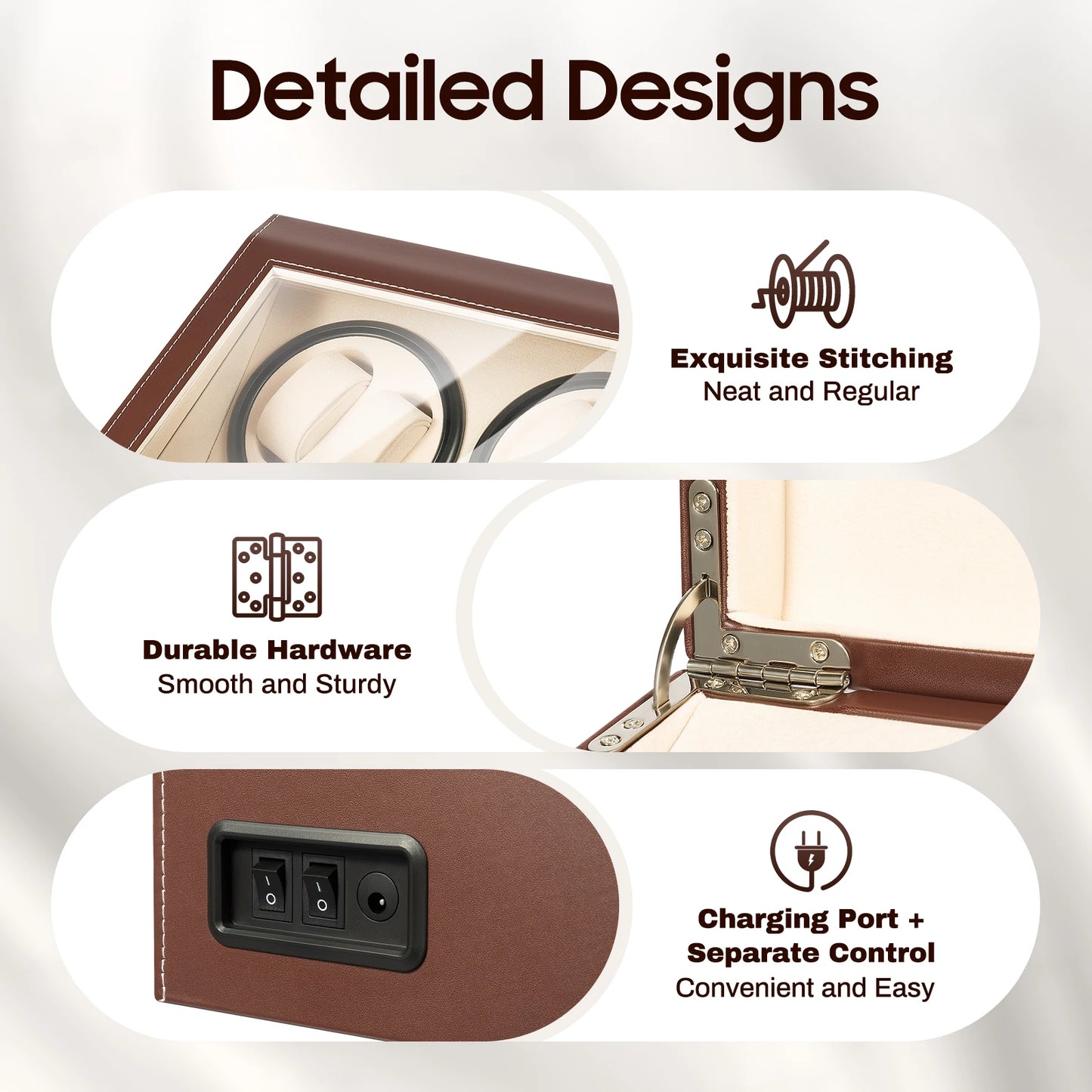 Watch Winder Automatic Rotation Velvet Display Box