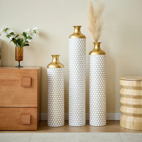 Hign-concerned Floor Metal Vase Set Of 3 Modern Decor
