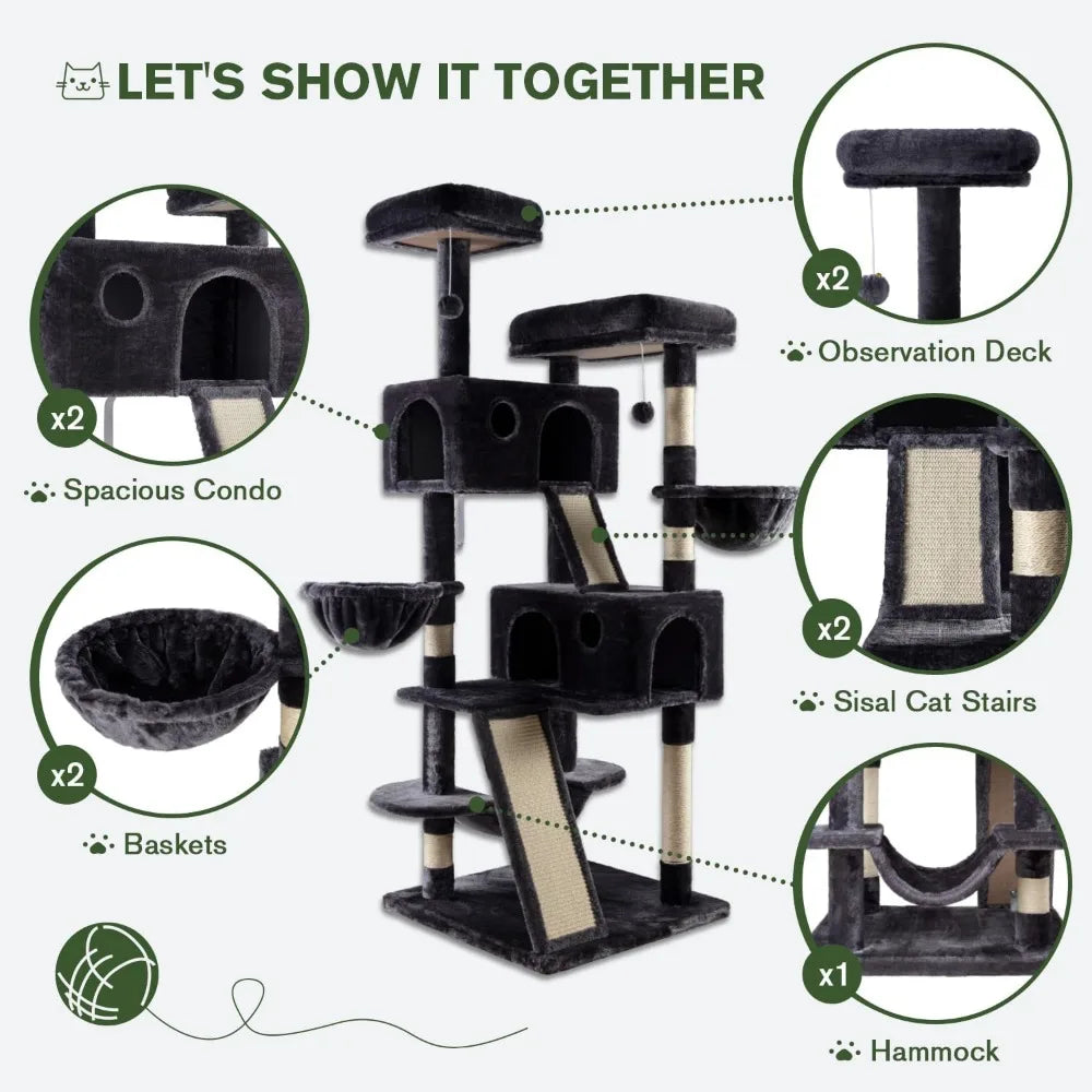 DAFIFY Three Level Cat Tree With Sisal Posts And Perches