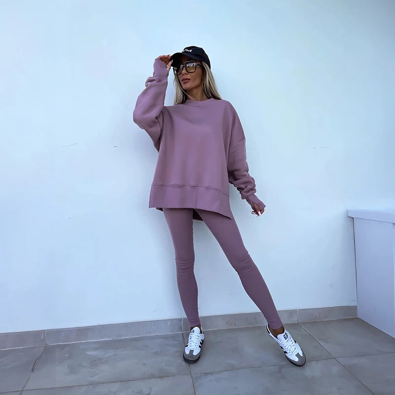 SCACTOCN Womens Spring Sports Hoodie Set Two Piece Yoga