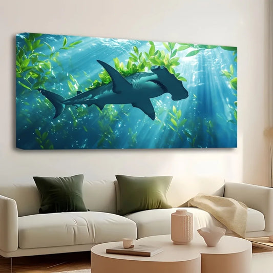 Hign-Concerned Hammerhead Shark Canvas Art Frame Painting