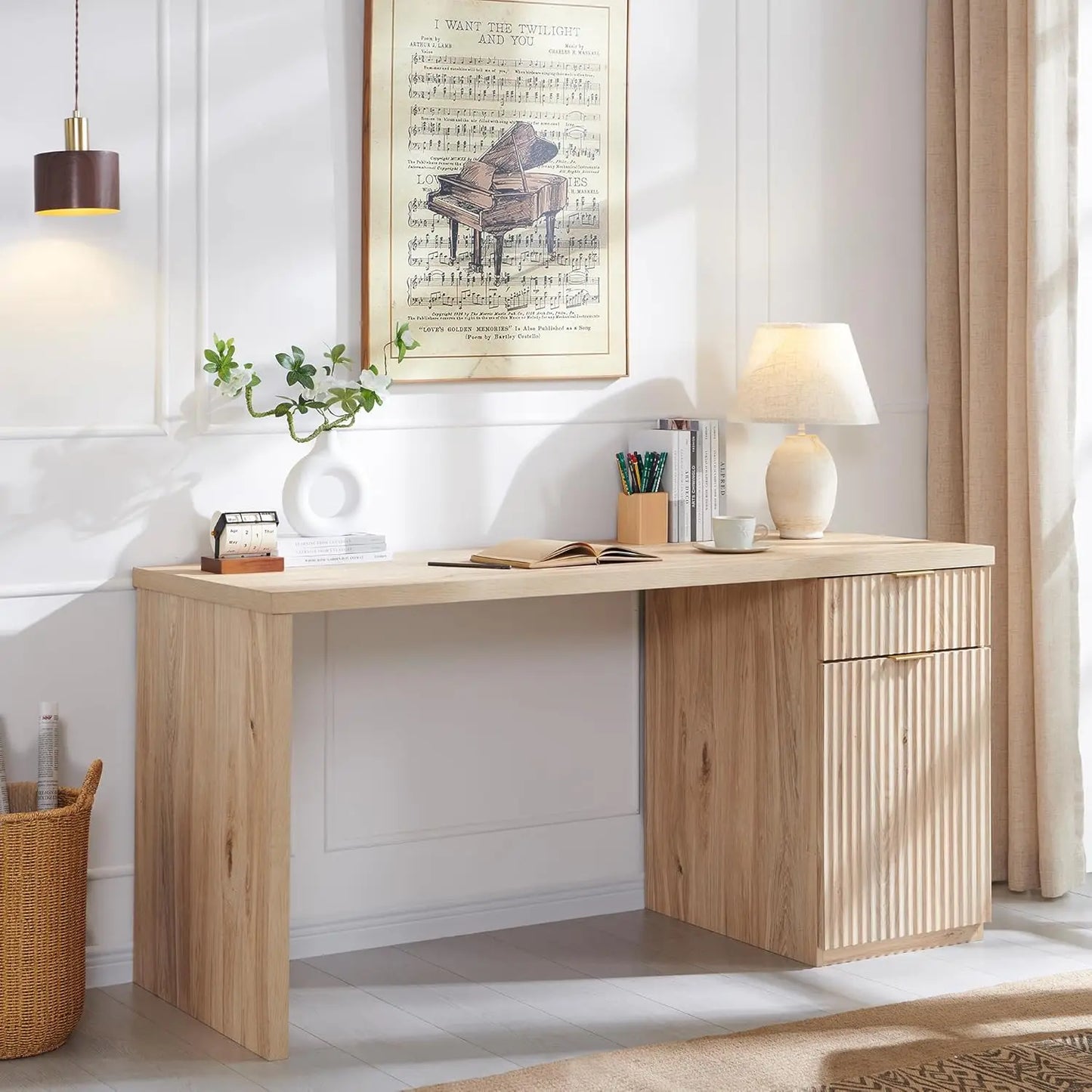 XMSJH Modern Executive Desk With Storage And Drawers