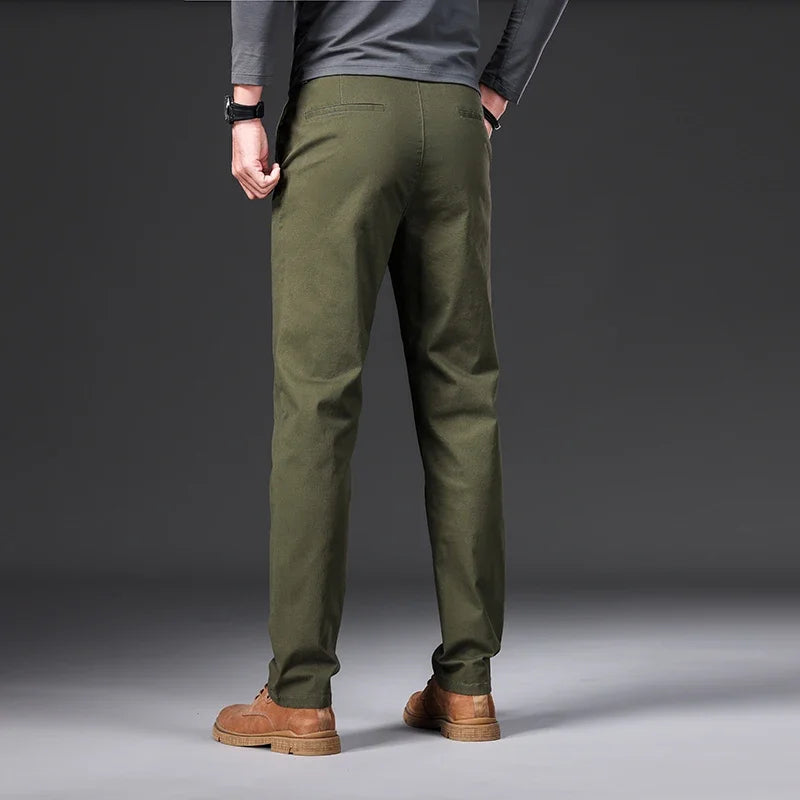 Men's Cotton Elastic Slim Straight Casual Trousers
