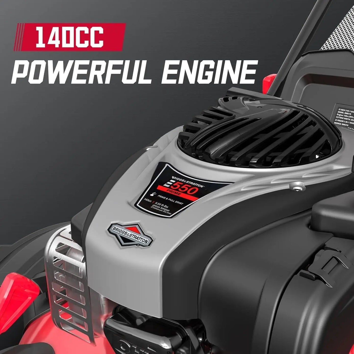 XMSJ 3in1 Gas Push Lawn Mower 140cc BS Engine