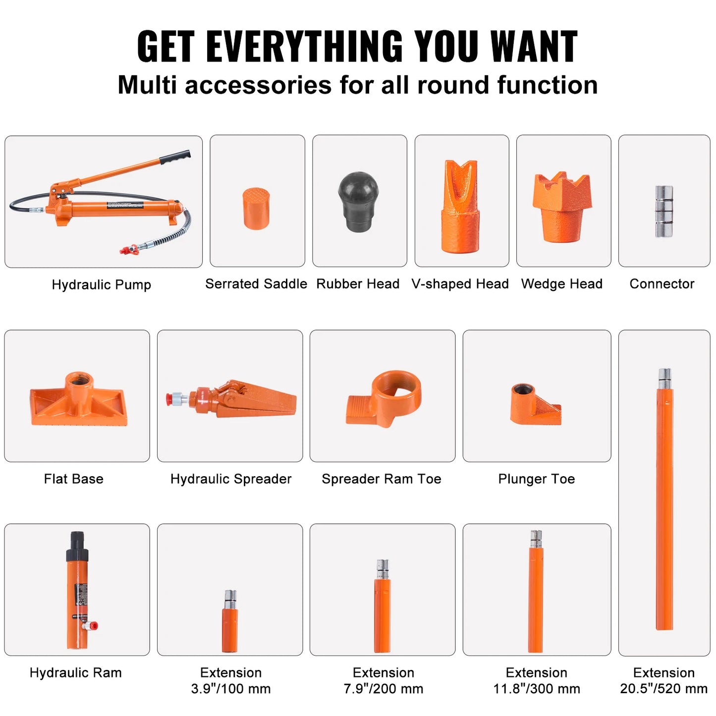 SucceBuy 12T Porta Power Hydraulic Jack Kit With Oil Hose