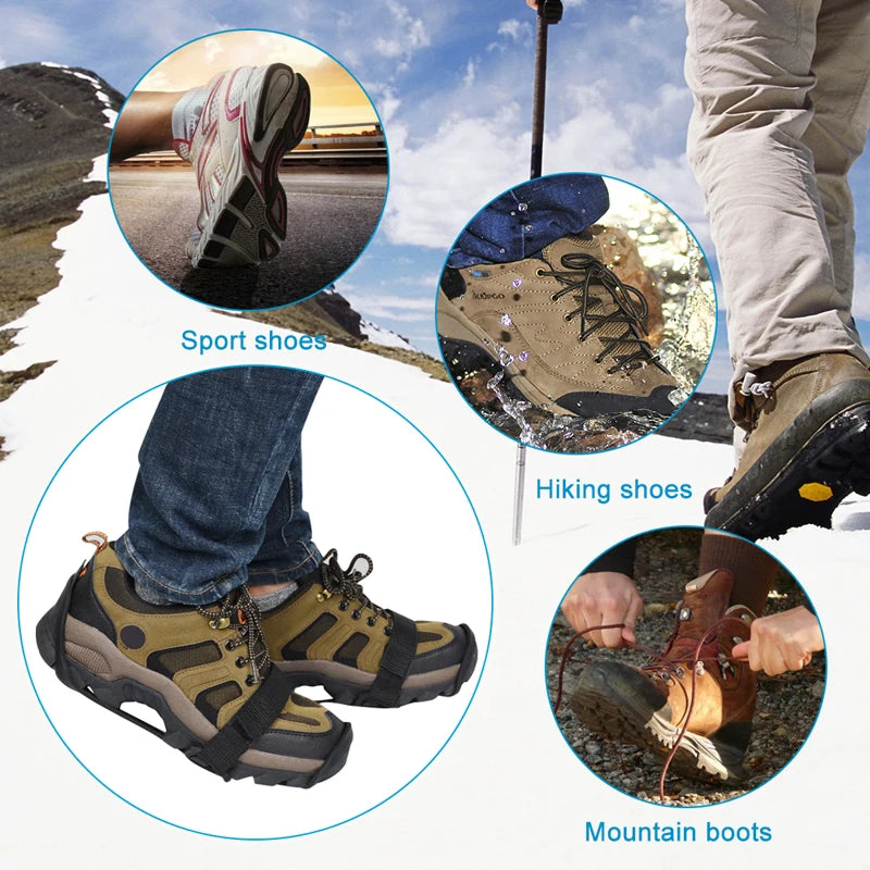 RAKZEDTO 11 Teeth Snow Crampons Ice Grippers for Shoes