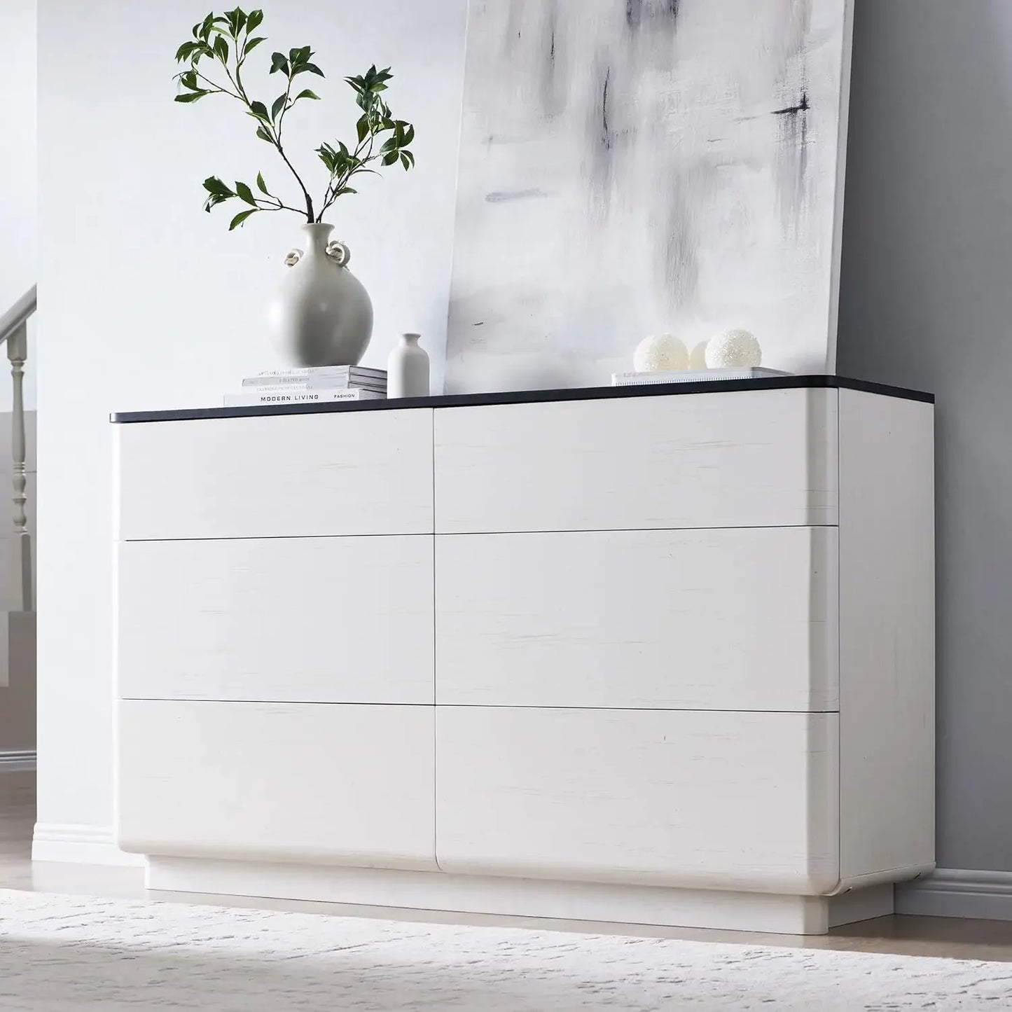Modern 6 Drawer Dresser For Bedroom Storage