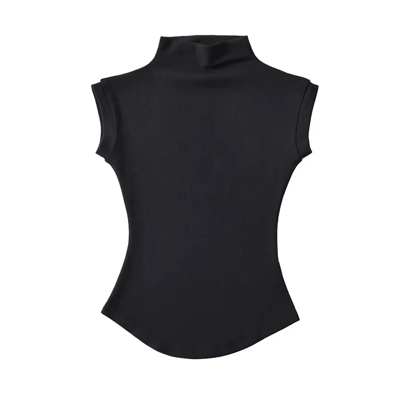 TodoBlackcn Womens Turtleneck Sleeveless Top Casual Tees
