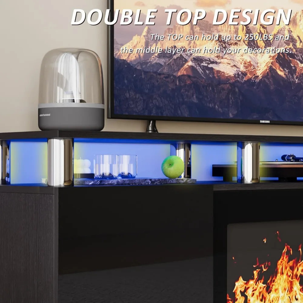 Modern Wooden Electric Fireplace TV Stand With Remote