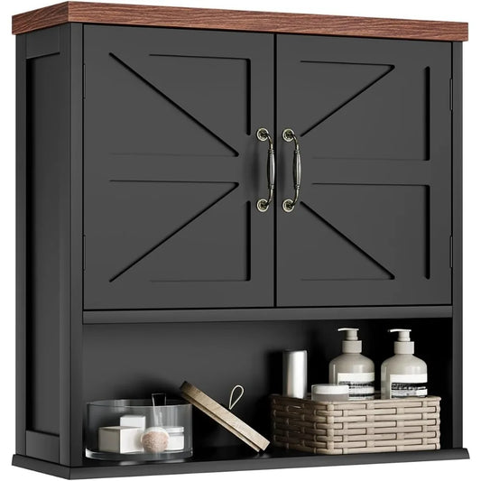 Farmhouse Wall Mounted Cabinet With Adjustable Shelves