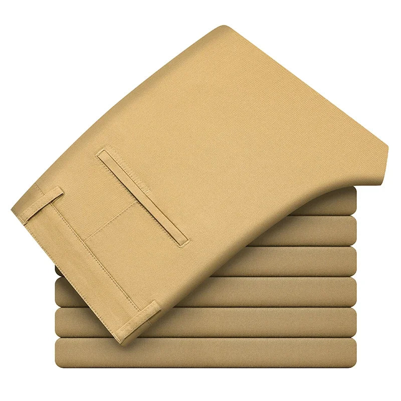 Men's Cotton Elastic Slim Straight Casual Trousers