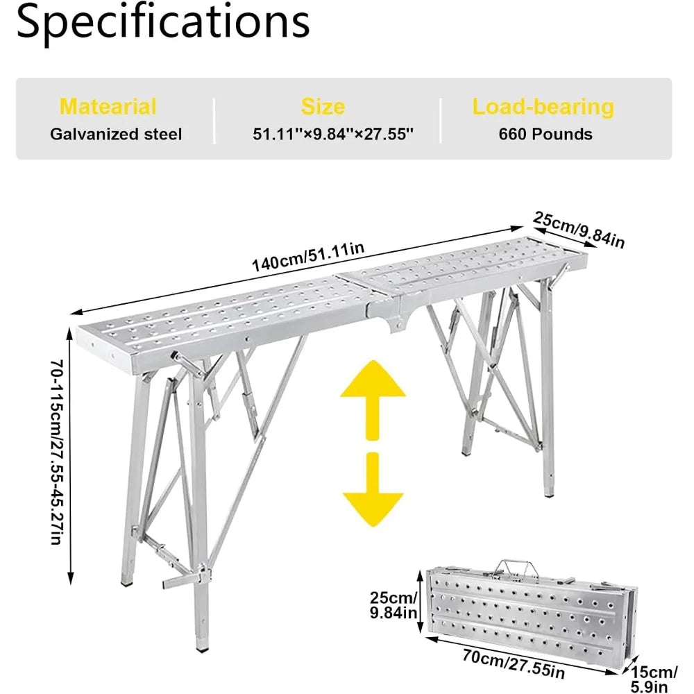 Aluminum Portable Scaffolding Platform Adjustable Height Folding Work Platform