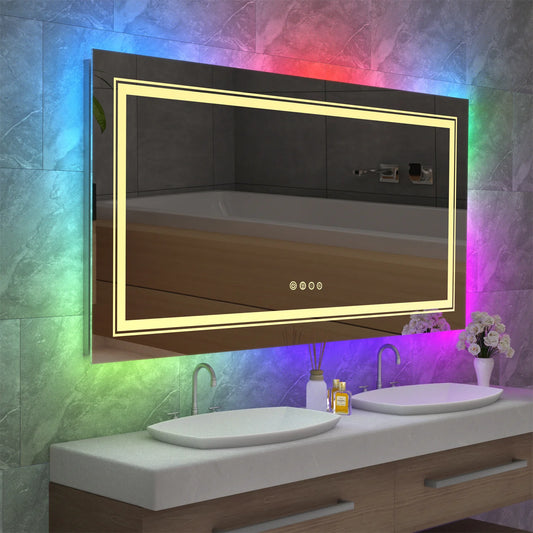 Wisfor LED Vanity Mirror RGB Backlit Dimmable Anti Fog