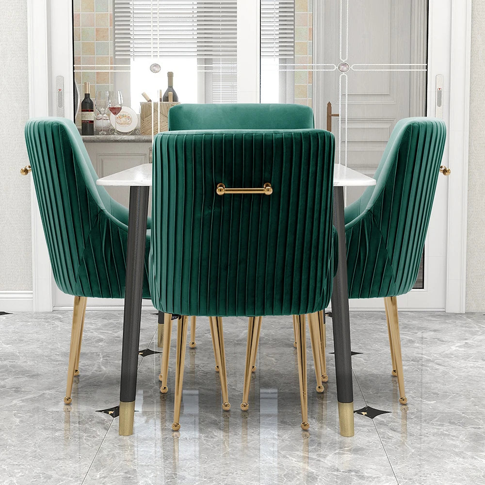 SEYNAR Modern Glam Boucle Velvet Dining Chair Set Of 4 With Rear Handle