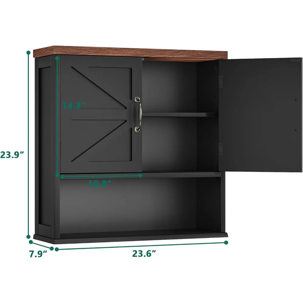 Farmhouse Wall Mounted Cabinet With Adjustable Shelves