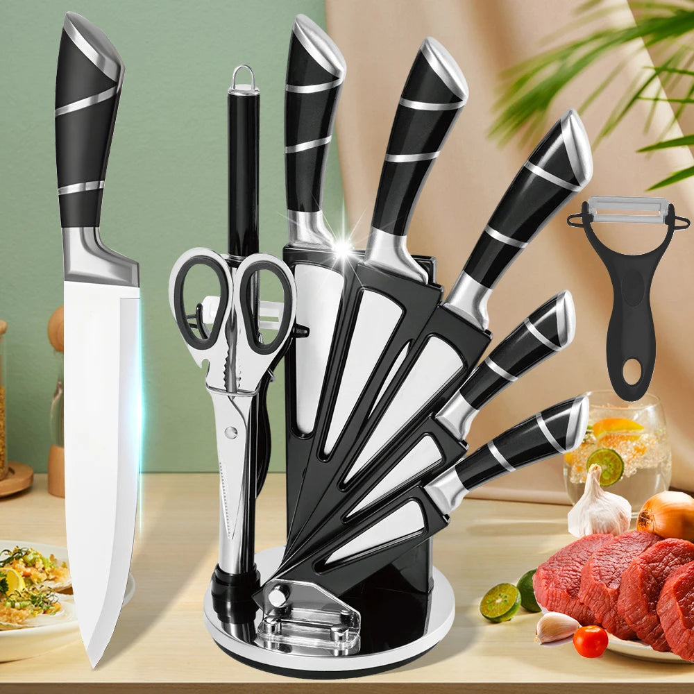 Zeng 9 Piece Kitchen Knife Block Set With Sharpener