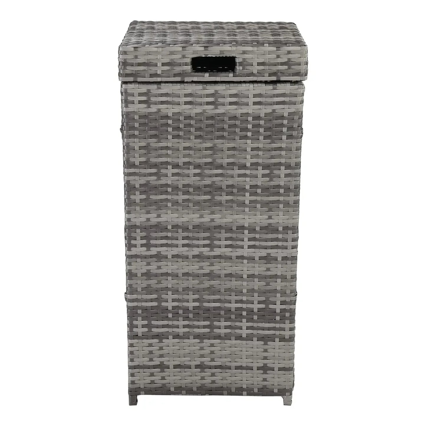 Outdoor Rattan Trash Can With Lid And Metal Frame Durable