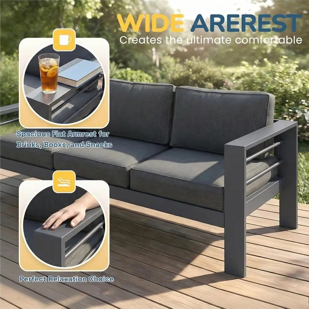Metal Patio Furniture Set With All Weather Cushions